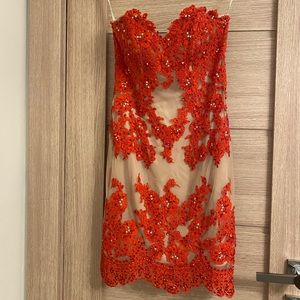 SOLD- Gorgeous Red Sequin & Applique Sherri Hill Formal Cocktail Dress